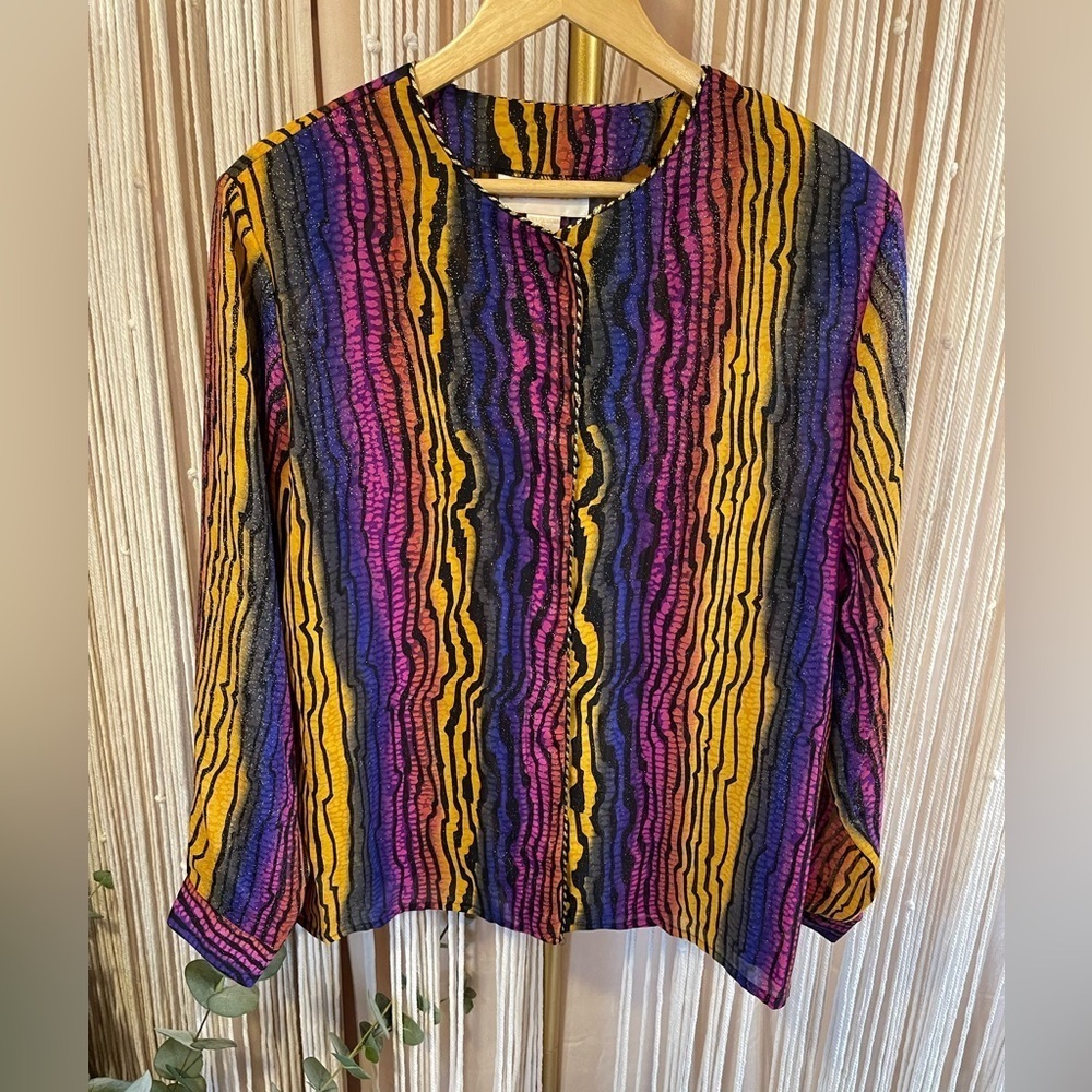 Vintage Jordan Striped disco blouse Multicolor XL